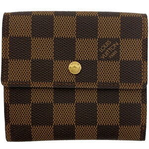 Louis Vuitton Porte Monnaie Wallet Bi fold Double Hook Damier Brown